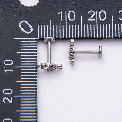 Titanium 4mm Clear CZ Marquise Bubble Cartilage Piercing Flat Back Stud in Gold &amp; Silver | BJ-00146 BJ-00147