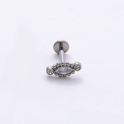 Titanium 4mm Clear CZ Marquise Bubble Cartilage Piercing Flat Back Stud in Gold &amp; Silver | BJ-00146 BJ-00147