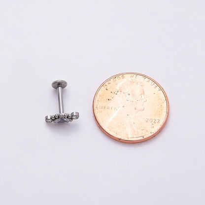 Titanium 4mm Clear CZ Marquise Bubble Cartilage Piercing Flat Back Stud in Gold &amp; Silver | BJ-00146 BJ-00147