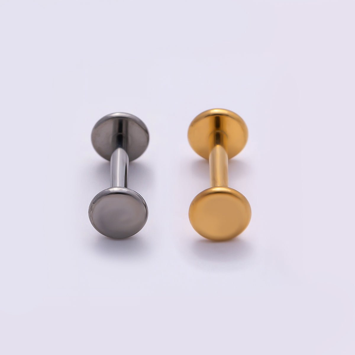 Titanium 4mm Minimalist Round Cartilage Piercing Flat Back Stud in Gold &amp; Silver | BJ-00192 BJ-00193