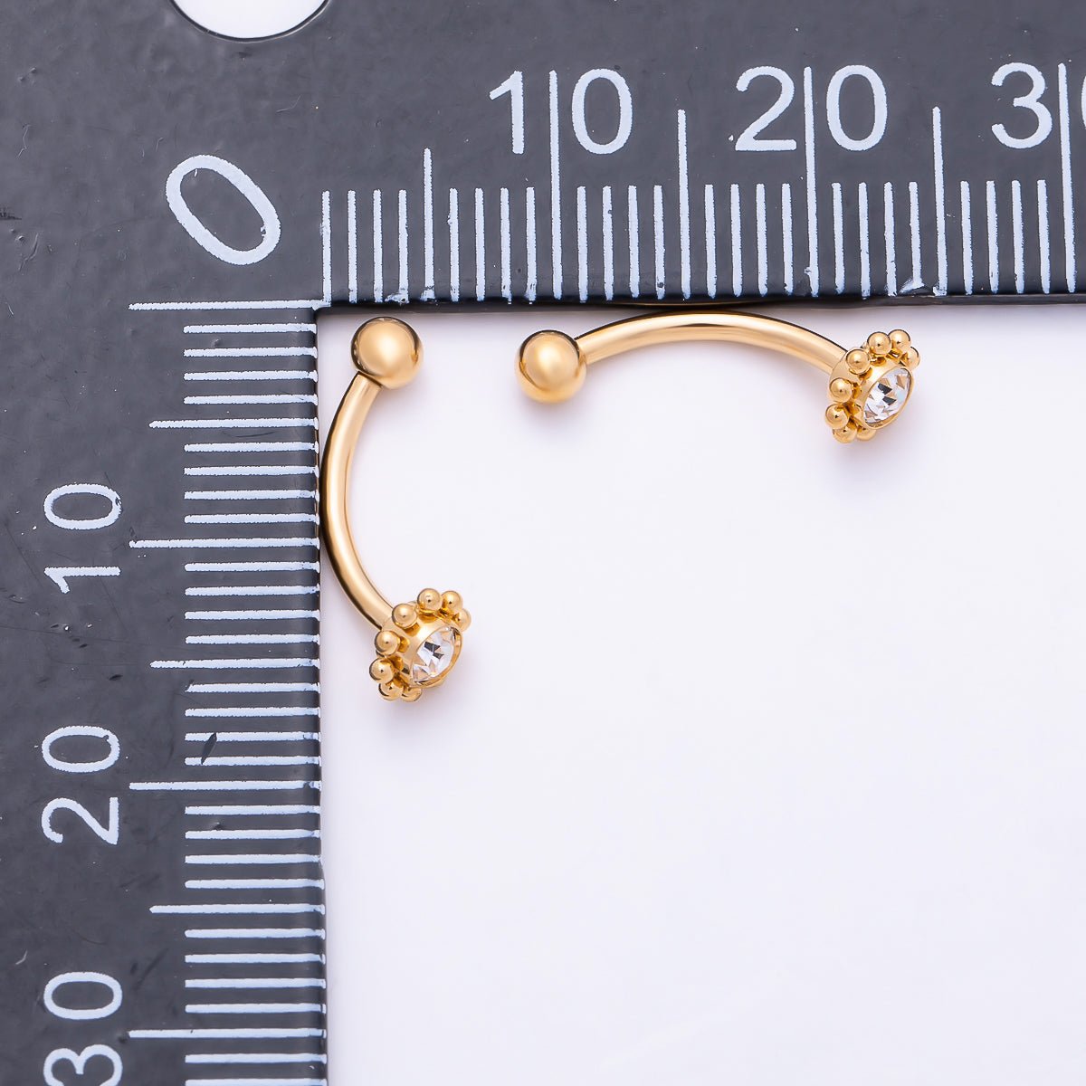 Titanium 5mm Clear CZ Flower Curved Eyebrow Barbell Piercing Stud in Gold &amp; Silver | BJ-00236 BJ-00237