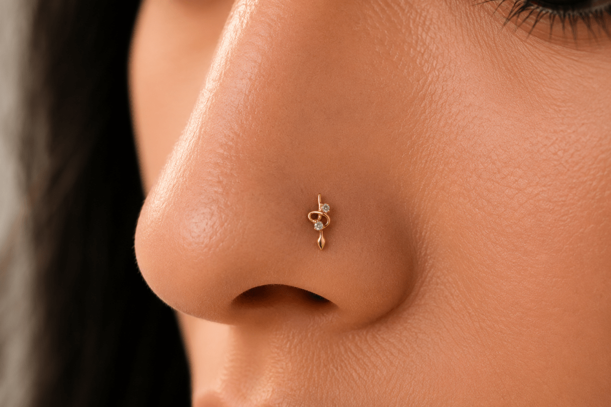 Titanium 5mm CZ Snake Cartilage Piercing Flat Back Stud in Gold &amp; Silver | BJ-00079 BJ-00080