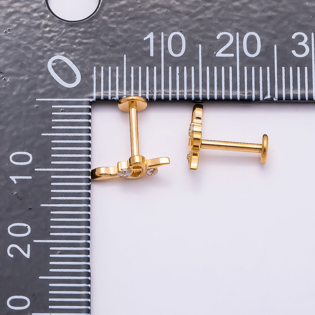 Titanium 5mm CZ Snake Cartilage Piercing Flat Back Stud in Gold &amp; Silver | BJ-00079 BJ-00080