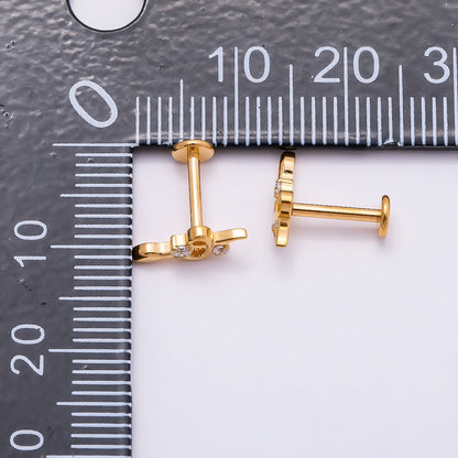 Titanium 5mm CZ Snake Cartilage Piercing Flat Back Stud in Gold &amp; Silver | BJ-00079 BJ-00080