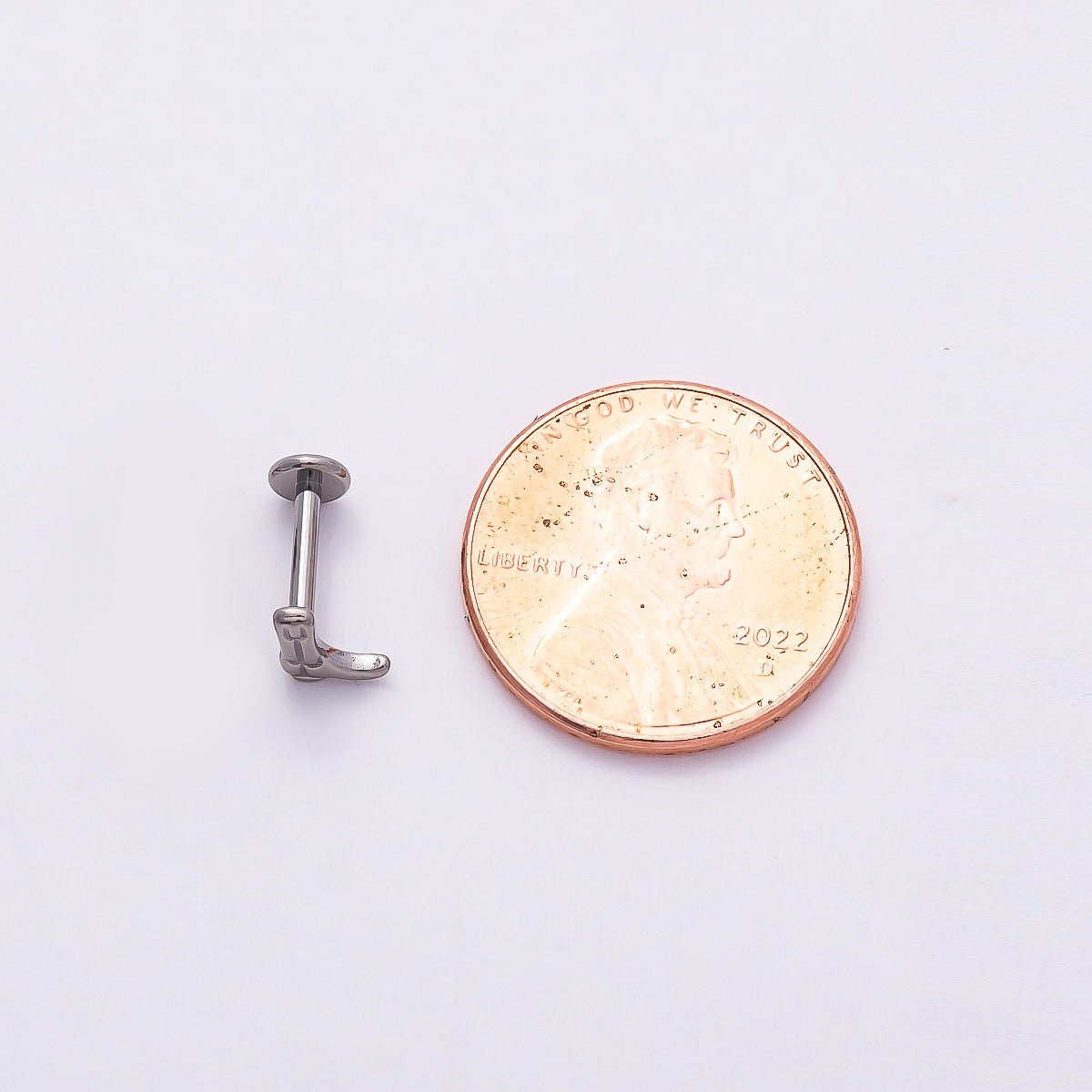 Titanium 6mm Cowboy Boot Cartilage Piercing Flat Back Stud in Gold &amp; Silver | BJ-00188 BJ-00189