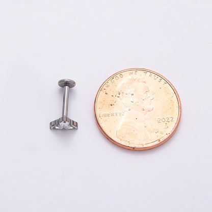 Titanium 6mm CZ Teardrop Flower Cartilage Piercing Flat Back Stud in Gold &amp; Silver | BJ-00194 BJ-00195