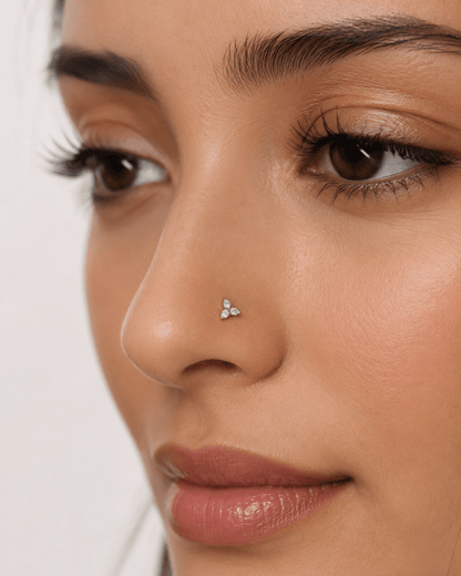 Titanium 6mm CZ Teardrop Flower Cartilage Piercing Flat Back Stud in Gold &amp; Silver | BJ-00194 BJ-00195