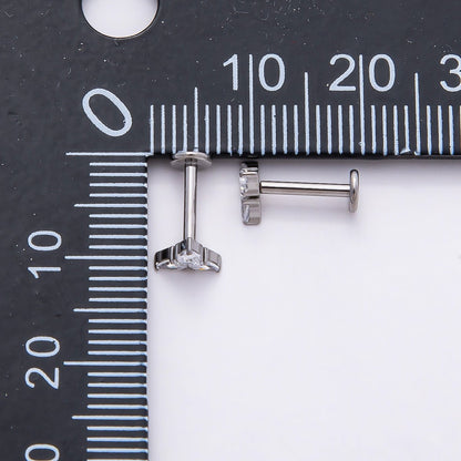 Titanium 6mm CZ Teardrop Flower Cartilage Piercing Flat Back Stud in Gold &amp; Silver | BJ-00194 BJ-00195
