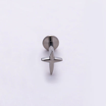 Titanium 6mm North Star Cartilage Piercing Flat Back Stud in Gold &amp; Silver | BJ-00130 BJ-00131