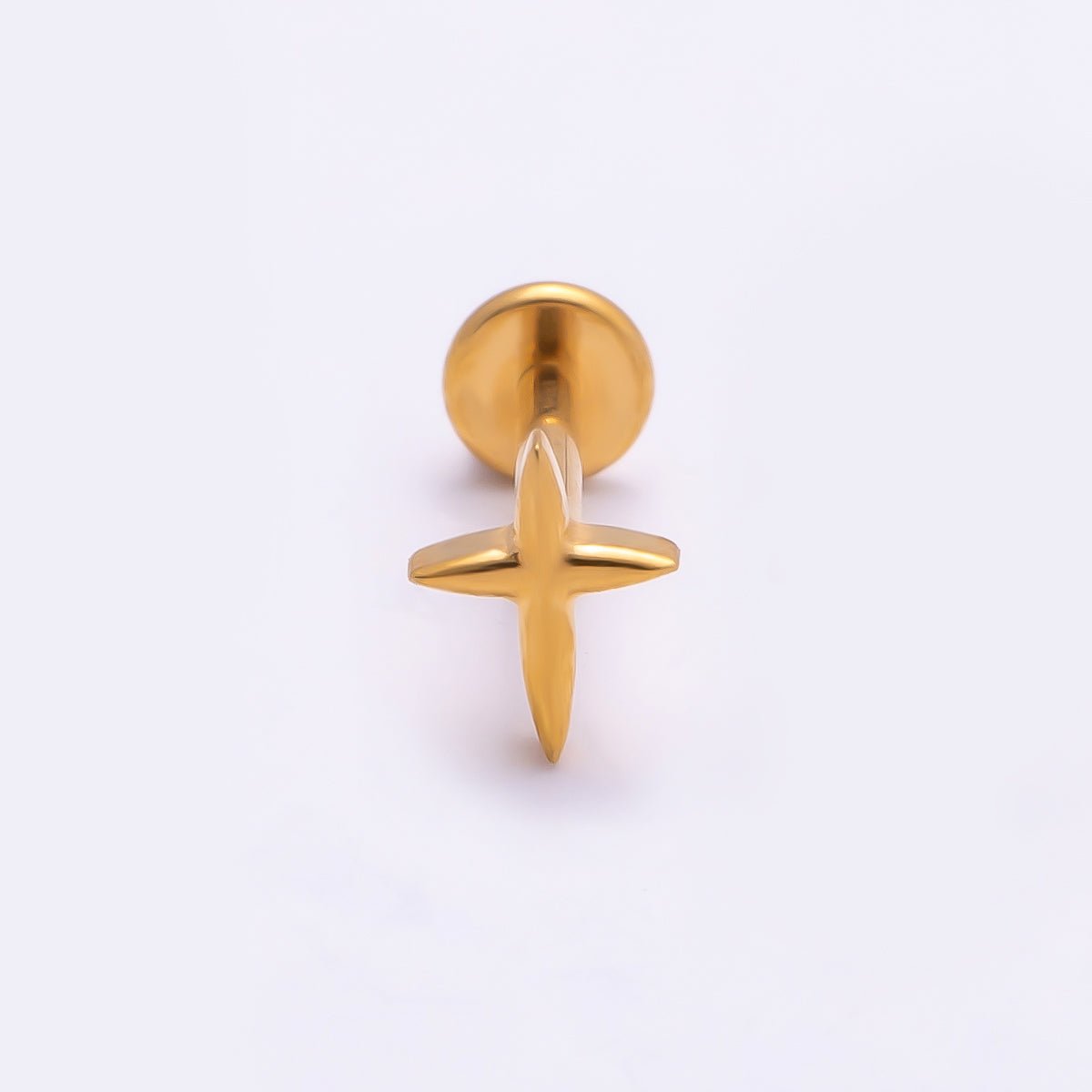 Titanium 6mm North Star Cartilage Piercing Flat Back Stud in Gold &amp; Silver | BJ-00130 BJ-00131
