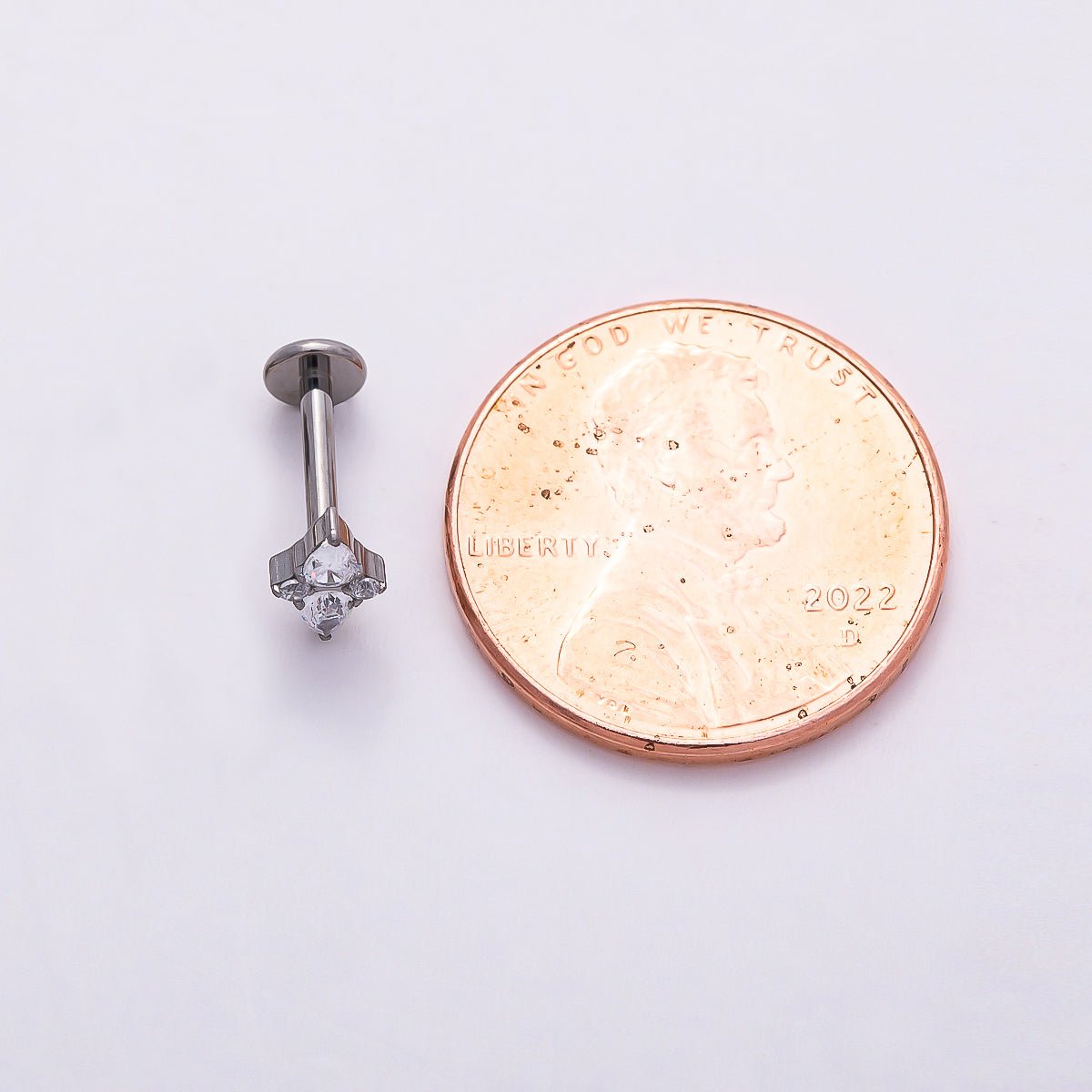 Titanium 7mm Clear CZ Teardrop Star Cartilage Piercing Flat Back Stud in Gold &amp; Silver | BJ-00144 BJ-00145