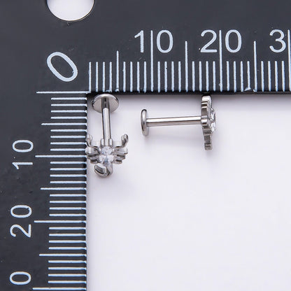 Titanium 8mm Clear CZ Scorpion Cartilage Piercing Flat Back Stud in Gold &amp; Silver | BJ-00162 BJ-00163