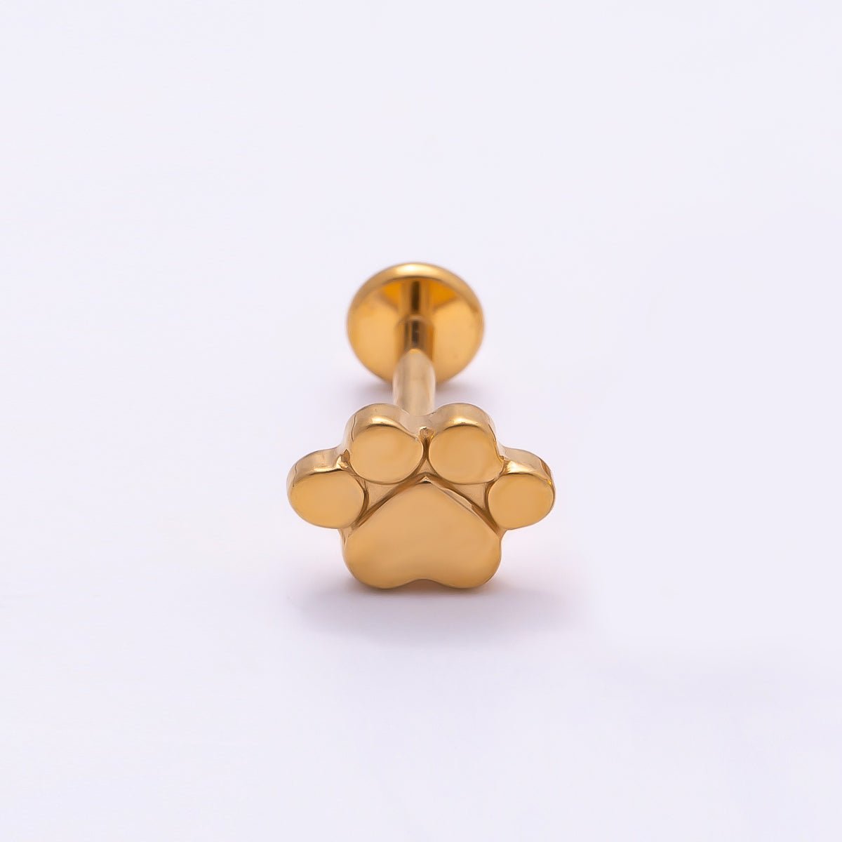 Titanium 8mm Paw Print Minimalist Cartilage Piercing Flat Back Stud in Gold &amp; Silver | BJ-00098 BJ-00099