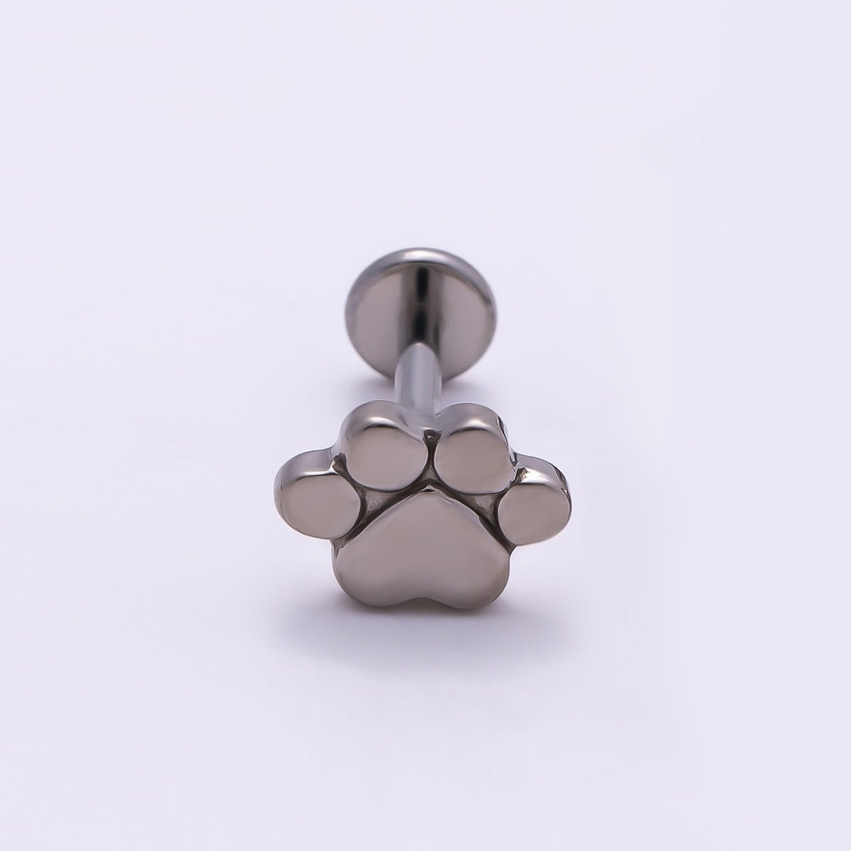 Titanium 8mm Paw Print Minimalist Cartilage Piercing Flat Back Stud in Gold &amp; Silver | BJ-00098 BJ-00099