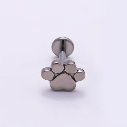 Titanium 8mm Paw Print Minimalist Cartilage Piercing Flat Back Stud in Gold &amp; Silver | BJ-00098 BJ-00099