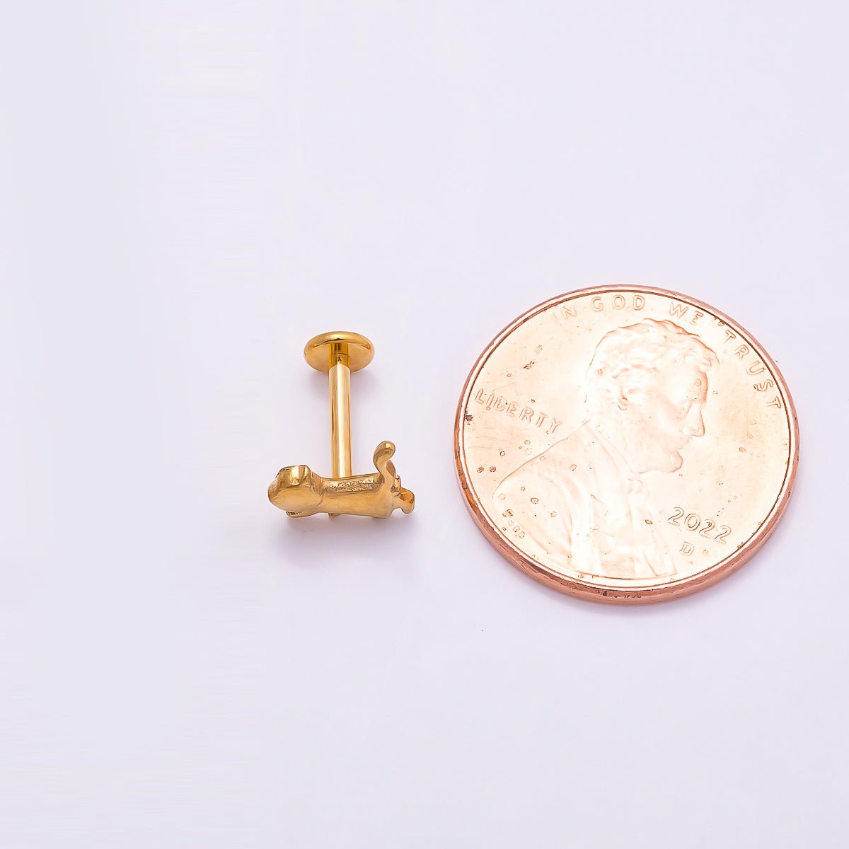 Titanium 8mm Pet Minimalist Cartilage Piercing Flat Back Stud in Gold &amp; Silver | BJ-00094 BJ-00095