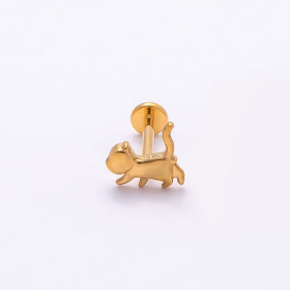 Titanium 8mm Pet Minimalist Cartilage Piercing Flat Back Stud in Gold &amp; Silver | BJ-00094 BJ-00095