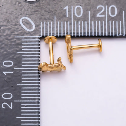 Titanium 8mm Pet Minimalist Cartilage Piercing Flat Back Stud in Gold &amp; Silver | BJ-00094 BJ-00095