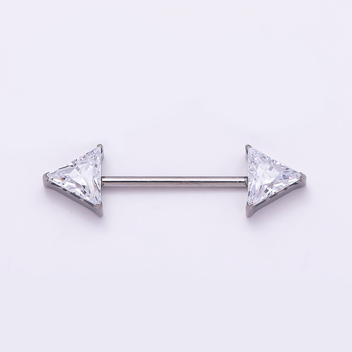 Titanium Clear CZ Triangle Nipple Barbell Piercing Body Jewelry in Gold &amp; Silver | BJ-00102 BJ-00103