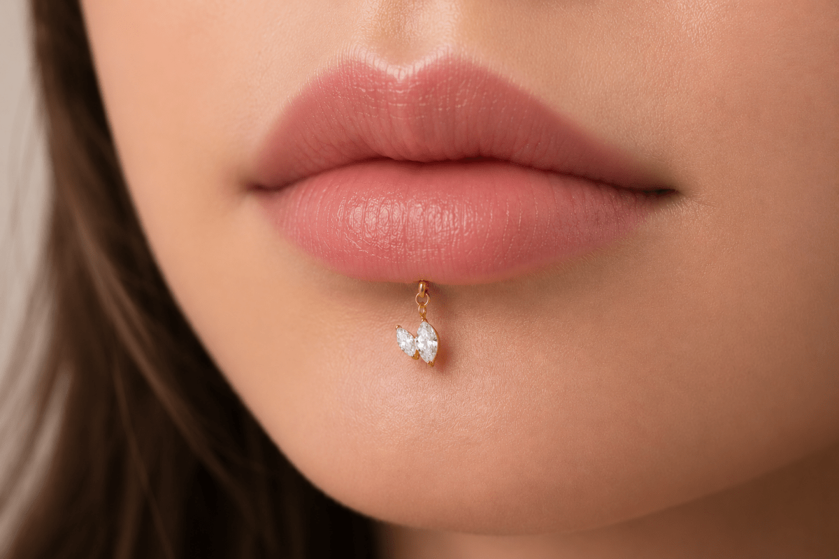 Titanium Marquise CZ Drop Cartilage Piercing Flat Back Stud in Gold &amp; Silver | BJ-00086 BJ-00087