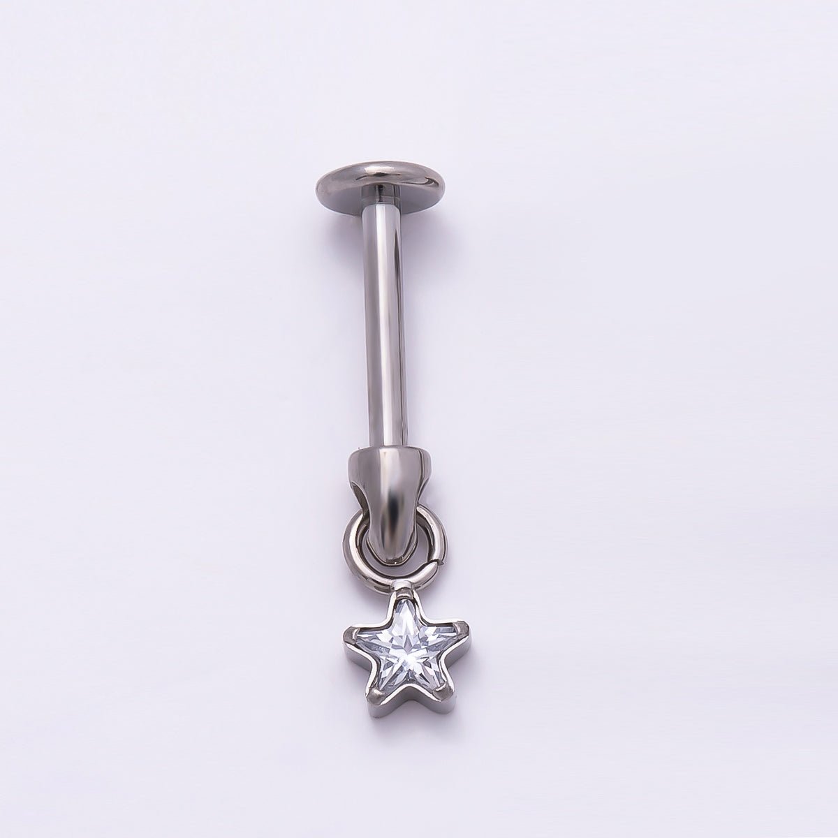 Titanium Star CZ Cartilage Piercing Flat Back Stud in Gold &amp; Silver | BJ-00090 BJ-00091