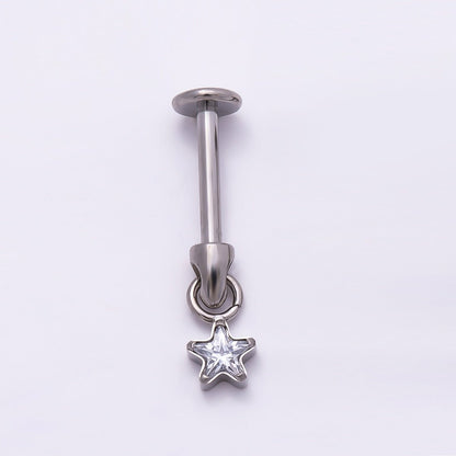Titanium Star CZ Cartilage Piercing Flat Back Stud in Gold &amp; Silver | BJ-00090 BJ-00091
