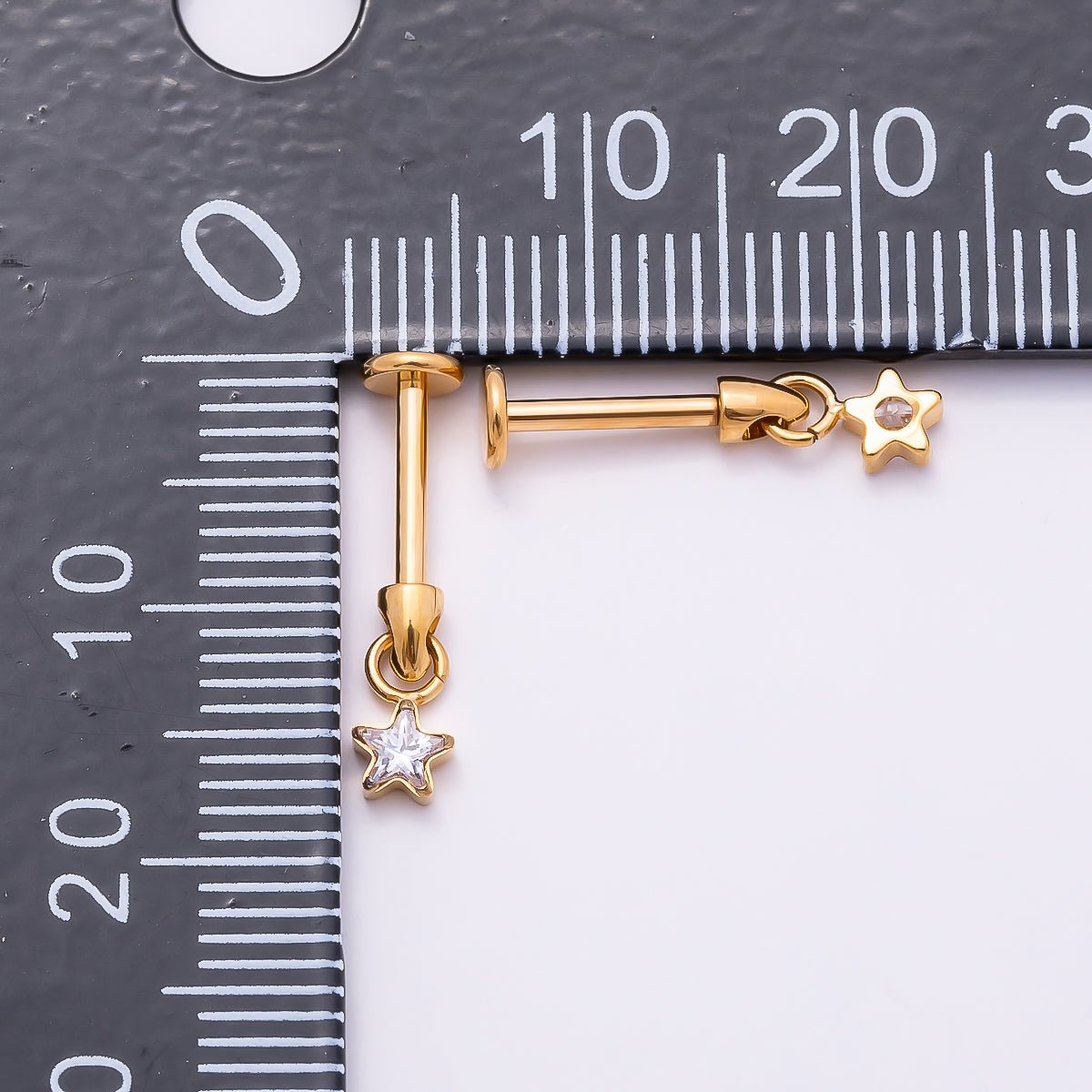 Titanium Star CZ Cartilage Piercing Flat Back Stud in Gold &amp; Silver | BJ-00090 BJ-00091
