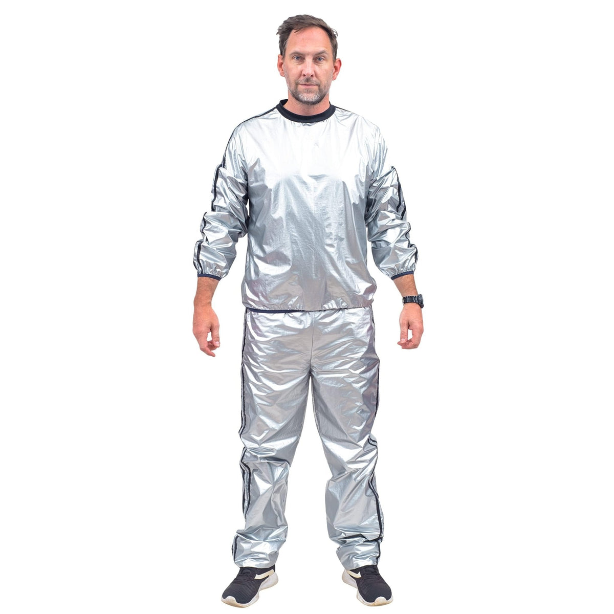 Todd and Margo Shiny Silver 2 Piece Workout Top and Pants Halloween Costume Set