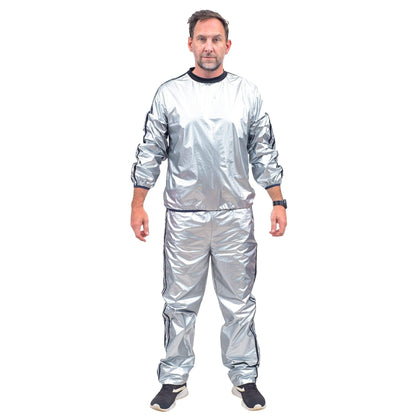 Todd and Margo Shiny Silver 2 Piece Workout Top and Pants Halloween Costume Set