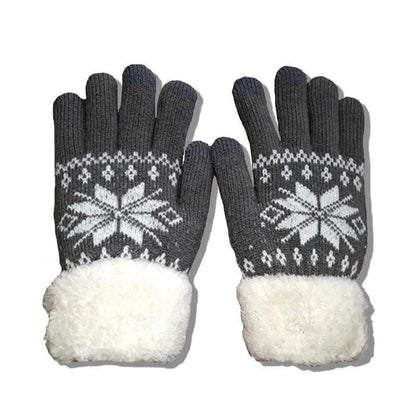 Touchscreen Thick Knitted Full Finger Women Gloves Classic Warm Soft Stylish Gloves For Women