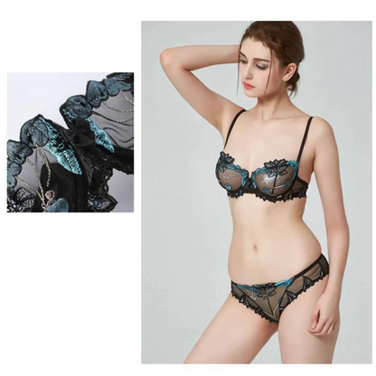 Sexy Transparent Flower Lingerie Set