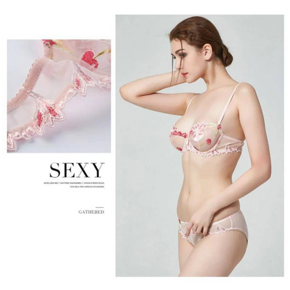 Sexy Transparent Flower Lingerie Set
