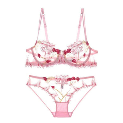 Sexy Transparent Flower Lingerie Set