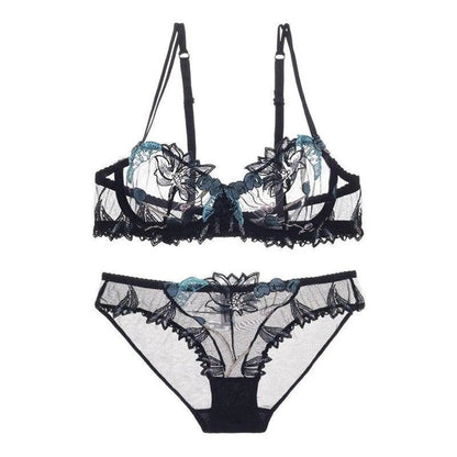 Sexy Transparent Flower Lingerie Set