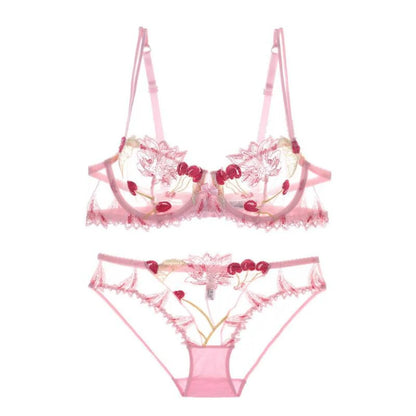 Sexy Transparent Flower Lingerie Set