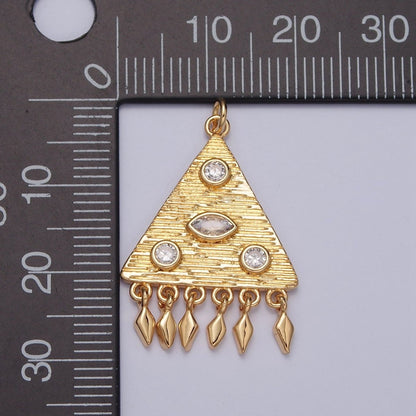 Triangle Clear CZ Dream Geometric Dreamcatcher with Spade Dangles Charm | X-123