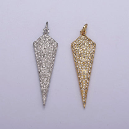 Triangle Pendant, Cubic Triangle Charm Gold Filled Triangle Arrowhead, Silver Arrowhead Charm, Triangle Charm N-325