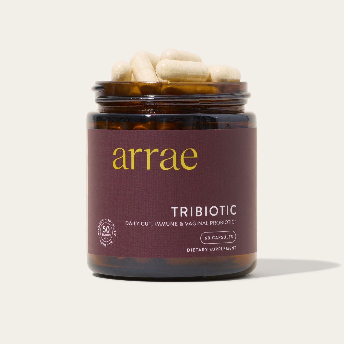 Arrae Tribiotic Gut, Skin &amp; Vaginal Support, 60 Capsules