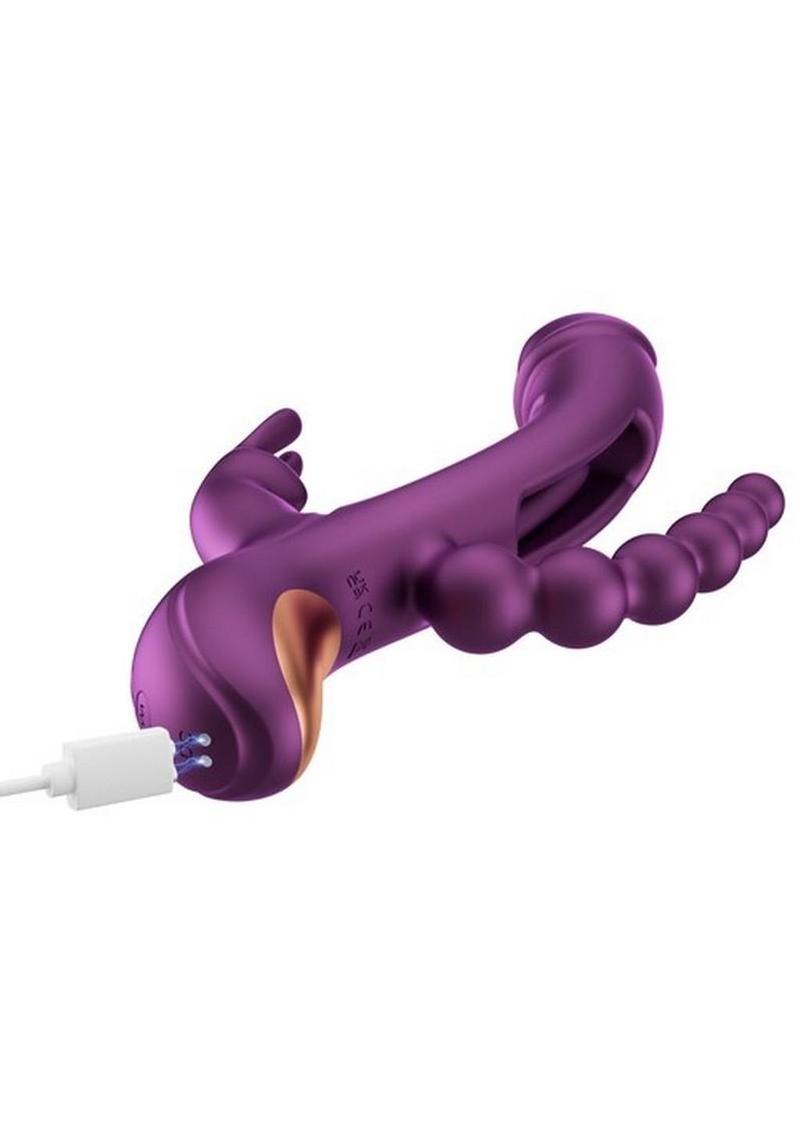 Trilux App-Controlled Silicone Rabbit Vibrator with Anal Beads