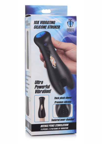 Trinity Men 10X Vibrating Silicone Stroker 5 Speeds 5 Vibration
