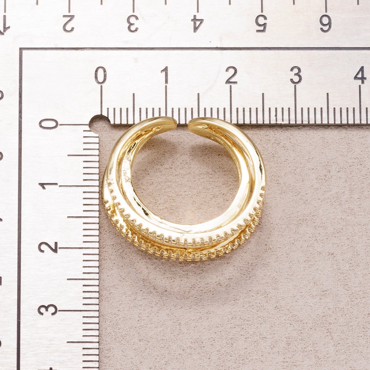 Triple Banded CZ Baguette Micro Pave Adjustable Rings-240 Rings-241