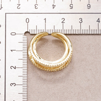 Triple Banded CZ Baguette Micro Pave Adjustable Rings-240 Rings-241