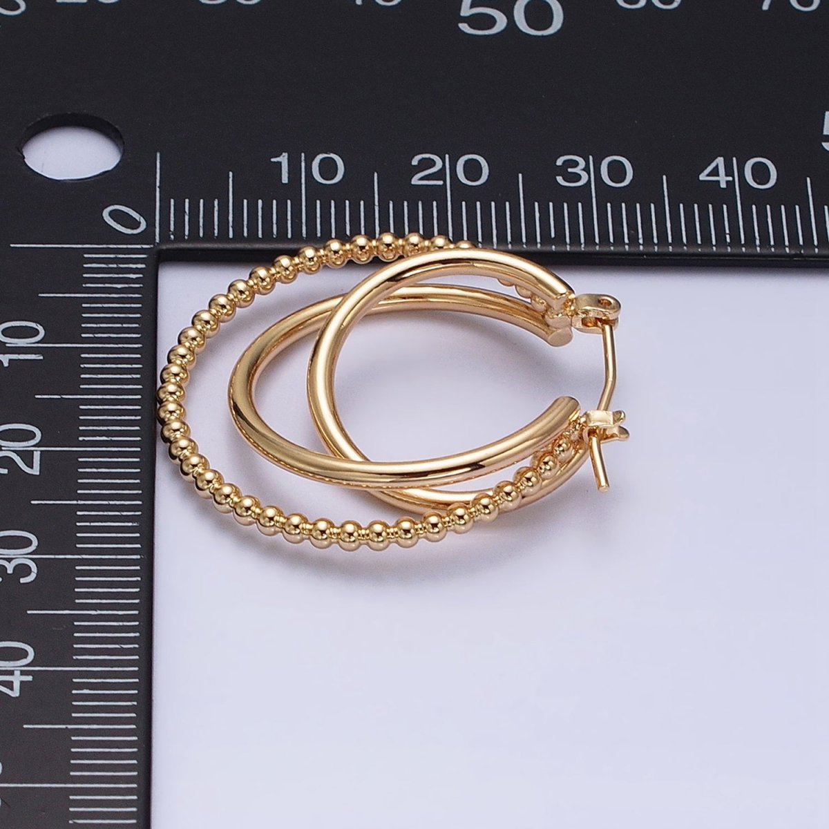 Triple Hoop Earrings, Big Gold Hoops, Statement Earrings Silver Beaded Modern Hoop Earring AD1209 AD1210