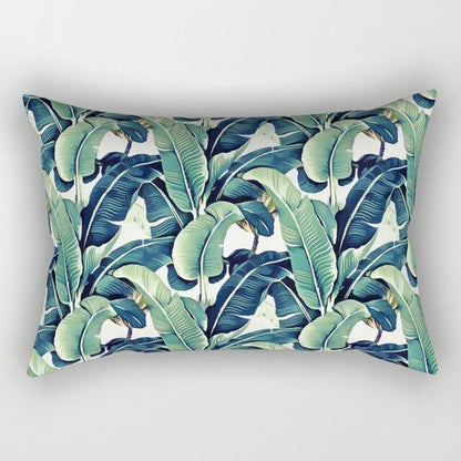 Tropical Plants Flowers Beauty Pattern Pillow Covers Short Plush Tropical Palm Leaves Throw Pillow Cover Summer Exotic Jungle Plant Tropical Palm On The Geometric Cotton LinGEOen Decorative Rectangular Pillowcase Rectangle Small Pillow Cases