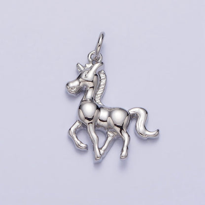 Trotting Horse Unicorn Equestrian Charm in Gold &amp; Silver | AC193