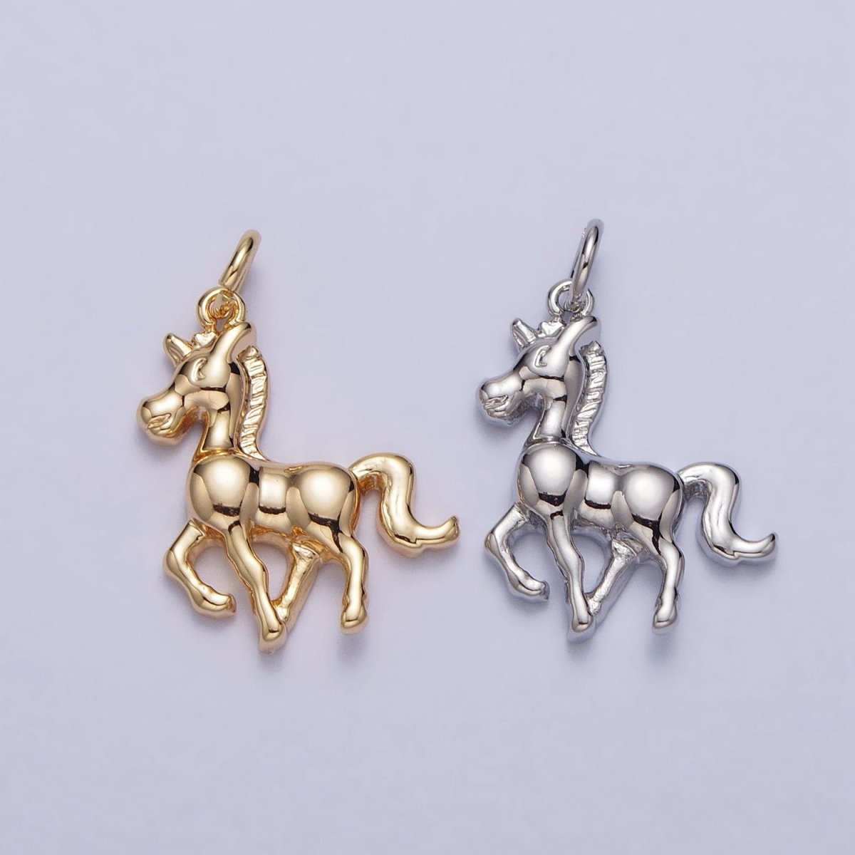 Trotting Horse Unicorn Equestrian Charm in Gold &amp; Silver | AC193