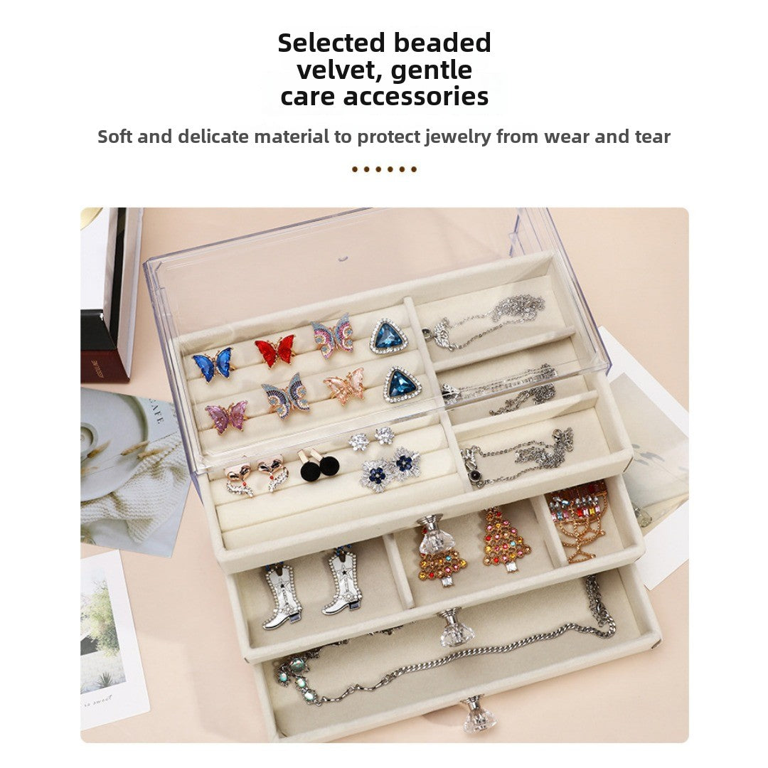 Multi-layer anti-oxidation jewelry box, earrings necklace bracelet jewelry storage box large capacity