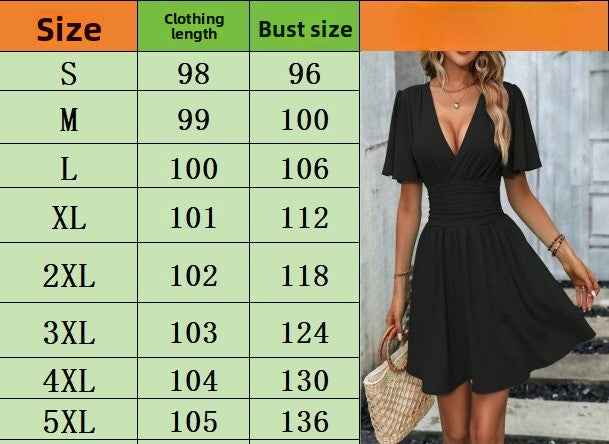Deep v Waist Skinny Pleated Bubble Sleeve Dress Lantern Sleeve Bridesmaid