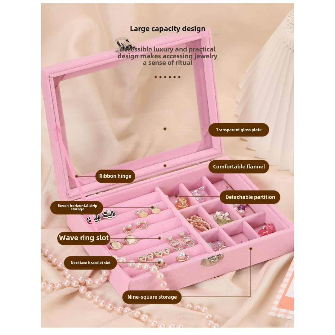 Flannel dustproof jewelry box with lid, ring earrings, earrings, necklace storage box, anti-oxidation jewelry storage box