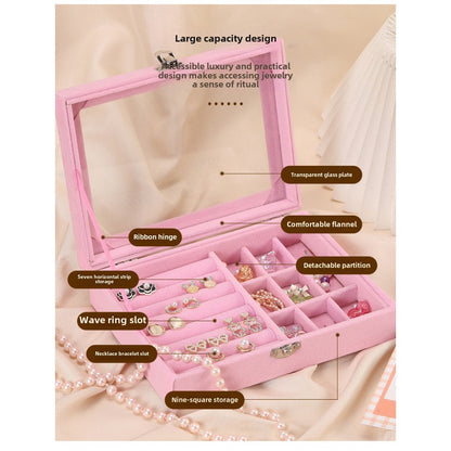 Flannel dustproof jewelry box with lid, ring earrings, earrings, necklace storage box, anti-oxidation jewelry storage box